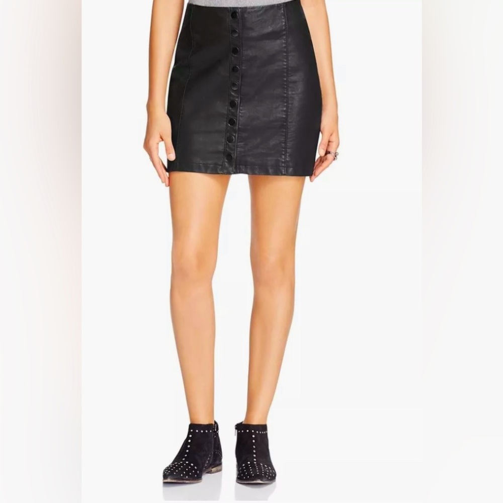 Free People - Oh Snap Vegan Leather Skirt - Black - Size 4 (NWT)